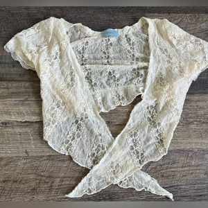 Lace top, Size small, never wear, no idea about the material.